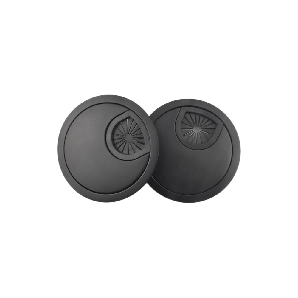 HAHIYO 2Pcs 2.4Inch/60mm Black Zinc Alloy Desk Grommet Wire Grommet Cable Management Cord Hole Cover Desk Wire Hole Insert Wire Organizer for Computer Office Home School Equipment Systems