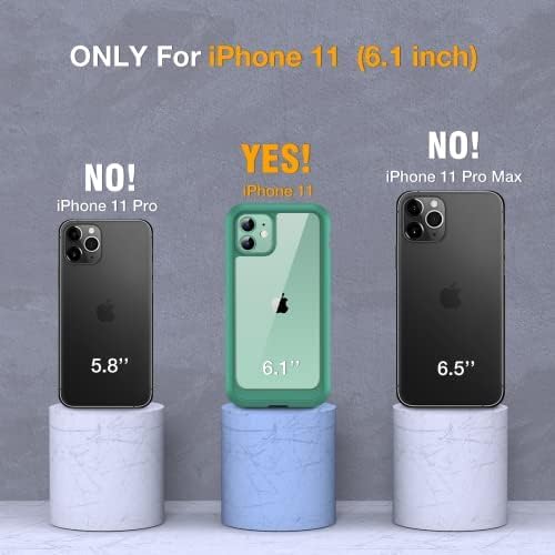 Miracase Glass Series for iPhone 11 Case 6.1 inch, Upgraded Full-Body Rugged Phone Bumper Case Cover with Built-in 9H Tempered Glass Screen Protector and Camera Protector, Light Green