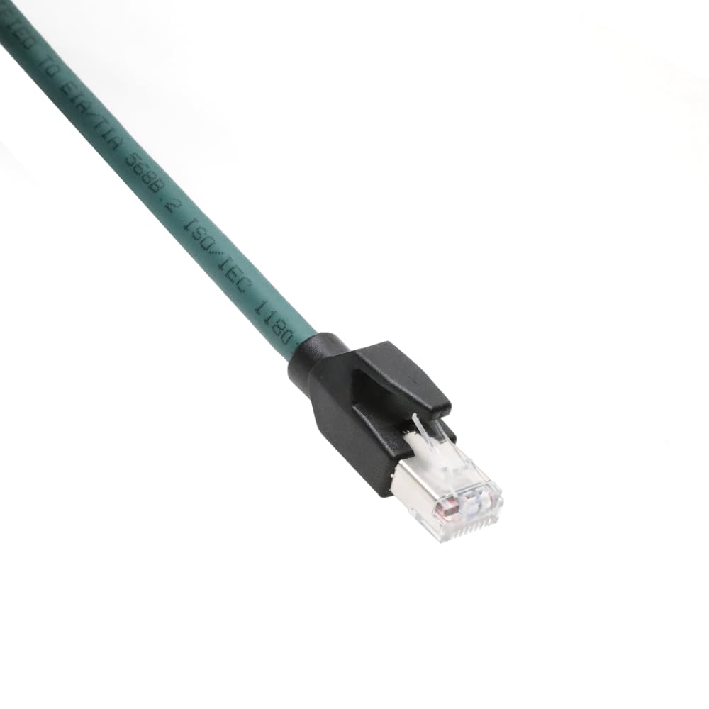 Alvin's Cables M12 X-Code 8 Pin Male to RJ45 Ethernet Cable for Cognex Keyence Camera, High-Flex Cat6a Cable for Industrial Automation, Fieldbus Module, Robotics, Right Angle 9.84ft/3m Green