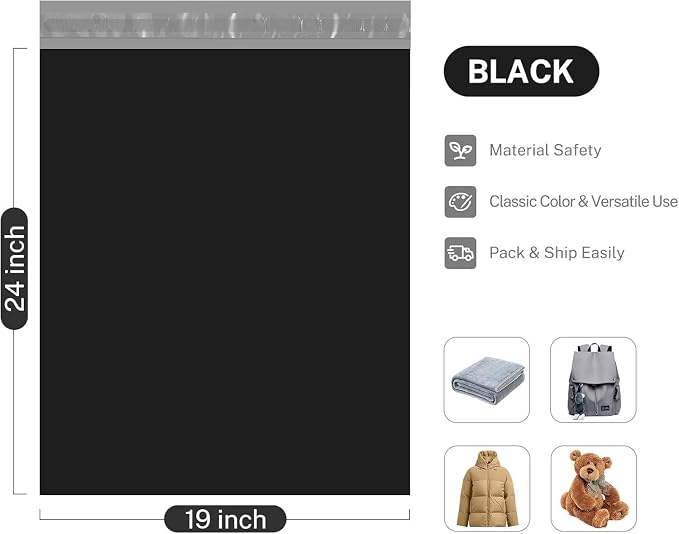 Metronic Poly Mailers 19x24 Inch 1500pcs Black, Large Shipping Bags - Image 2