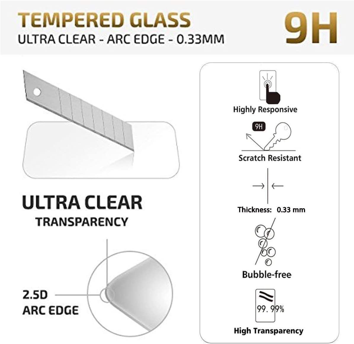 NEW'C 3 Pack Designed for iPhone 11 Pro Max and iPhone XS Max Screen Protector (6.5"), Enhanced Tempered Glass Protection, Case Friendly, Ultra Resistant