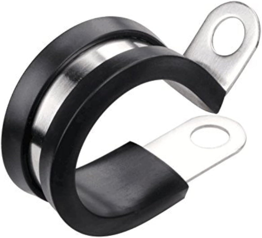 LOKMAN 20 Pack 1/2 Inch Stainless Steel Cable Clamp, Rubber Cushioned Insulated Clamp, Conduit Wire Holder Strap Clips for Tube, Pipe or Wire Cord Installation
