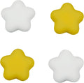 Star-Shaped Thumb Grips for Nintendo Switch 2 4PCS Soft Silicone Joystick Caps, Yellow & White, Anti-Slip