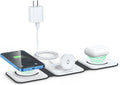 Wireless Charger 3 in 1,RTOPS Magnetic Travel Wireless Charging Station Multiple Devices,GaN 3 in 1 Charging Station,Compatible for iPhone16/15/14/13/Pro/Max,iWatch,AirPods4/3/2/Pro(Adapter Includes)