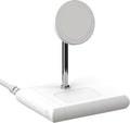 Scosche BL2MSiQWT-AP BaseLynx™ 2.0 2-in-1 Modular Charging Station with MagSafe, 15W Fast Wireless Charging Phone Stand Compatible w/Apple iPhone 15/14/13/12 Series, 5W Charger Pad for AirPods, White
