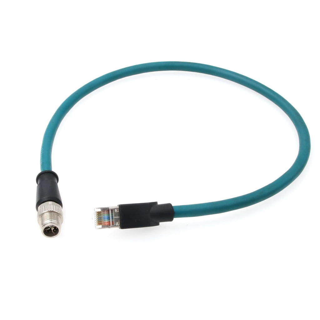 M12 Ethernet 8 Pin X Coded RJ45 CAT7e GigE Cable for Basler Cognex Vision Camera Sensor High Speed Network Switch Router PLC 30cm