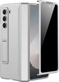 Miimall for Z Fold 6 Case with Privacy Screen Protector, [Military Grade Drop Protection] Built-in Adjustable Kickstand & Magnetic Hinge Protection Shockproof Phone Case for Galaxy Z Fold 6 5G Silver