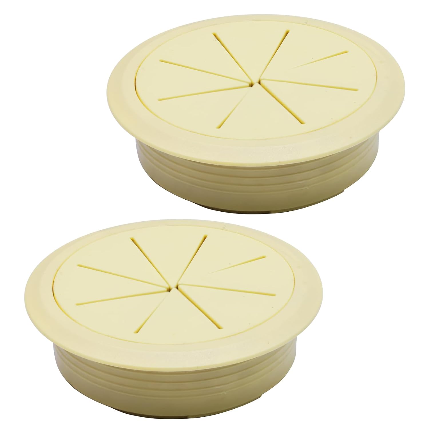 Desk Grommet 2-3/8" (60 mm), Desk Hole Cover for Cables Beige, Cable Grommet ABS Plastic, Desk Hole Grommet for Office and Home Table Cable, Detachable & Flexible Cable Cord Organizer-2 Pcs