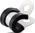 100PCS Cable Clamps 5/16 Inch 304 Stainless Steel Cable Clamps Rubber Coated Cushioned Insulated Cable Clamp,Automotive Wire Clamps,Pipe Clamps,Metal Clamp for Tube,Wire Cord Installation(8mm)
