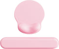 Ergonomic Mouse Pad Wrist Support Set, Memory Foam Keyboard Wrist Rest Set, Relieve Wrist Pain Keyboard Pad, Non-Slip Base Mousepad(Pink Set)
