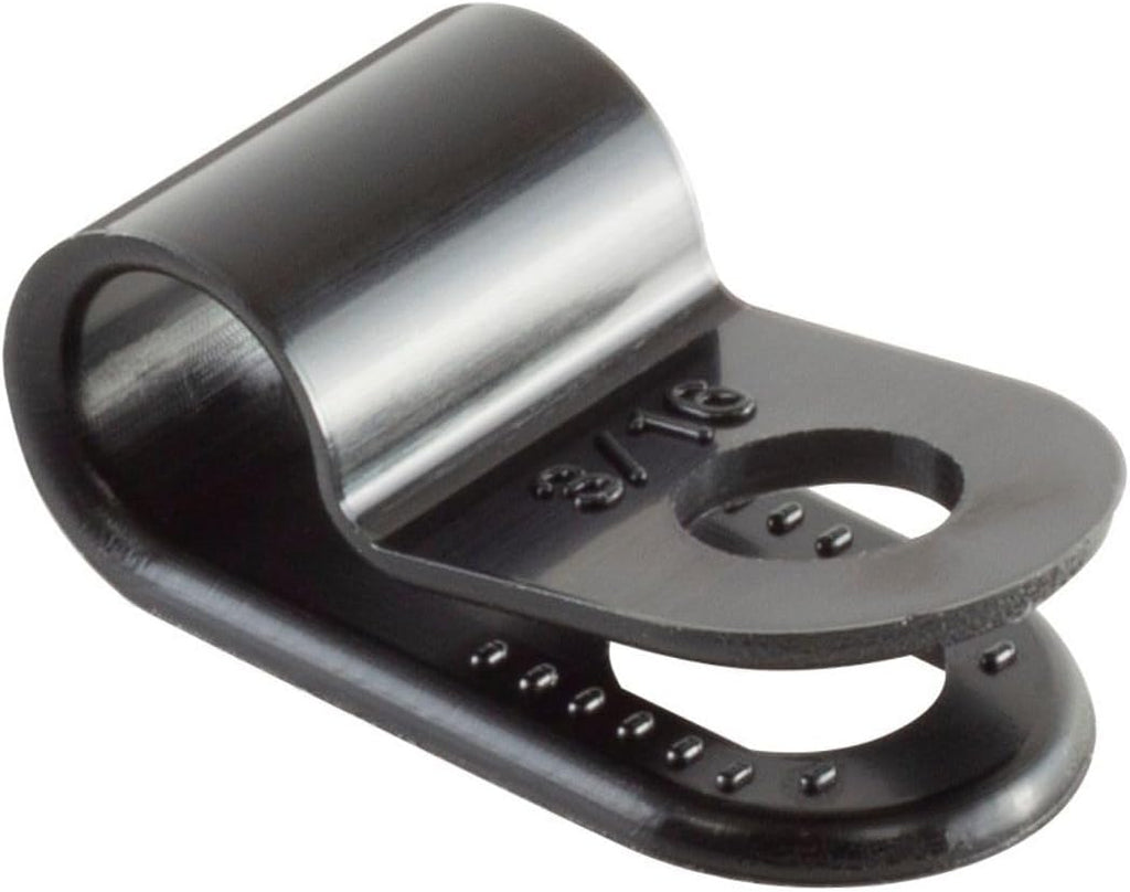 GTSE Black Nylon Plastic Cable Clamps, 3/16" Screw Mounts for Cable, Rope, Tube Management, 100 Pack