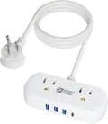 SUPERDANNY Power Strip with USB, Mini Desktop Charging Station with 2 Wide-Spaced Outlets & 4 USB Ports, 2ft Portable Flat Plug Extension Cord for Travel, Dorm, Room, Home Office Essentials, White