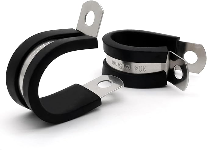 ZIPCCI 1/2 Inch Cable Clamp, 25 Pack Stainless Steel Wire Clamp, Rubber Metal - Image 5