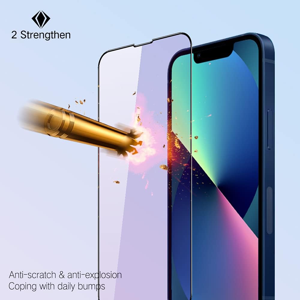PERFECTSIGHT Anti Blue Light Screen Protector Designed for iPhone 13/ iPhone 13 Pro 2021 6.1 inch, HD Clear Blue Light Blocking Tempered Glass - Eye Protection