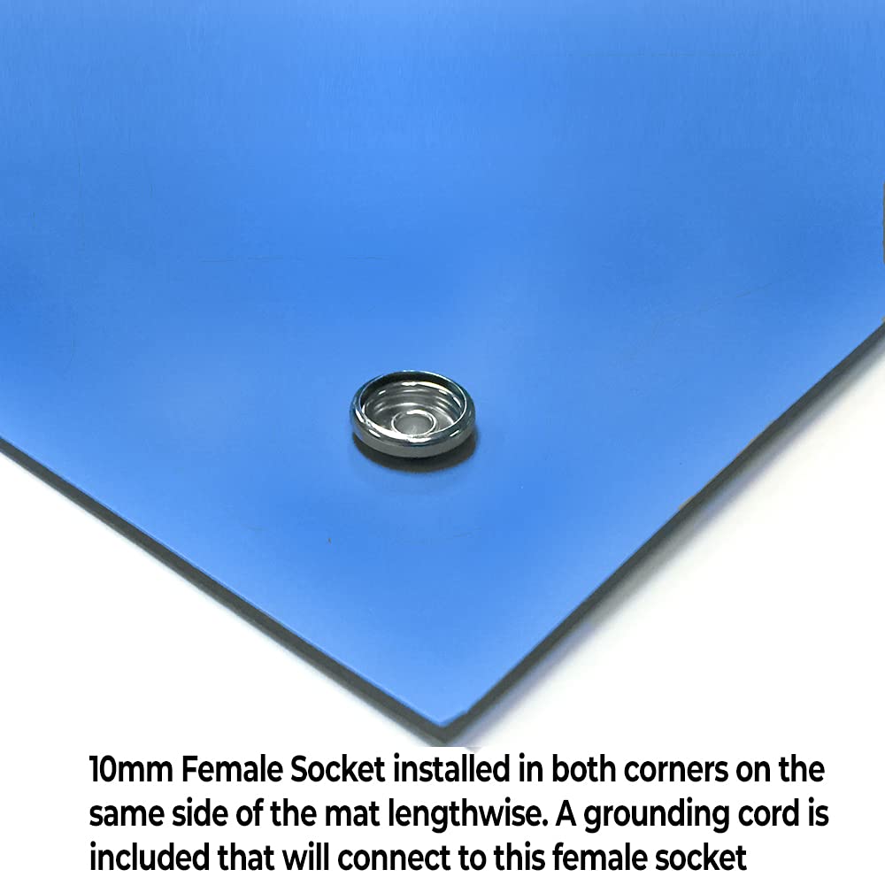 RubberStat Dual Layer ESD Compliant Workstation Rubber Table Mat Kit, Soldering, Cell Phone Repair, with Wrist Strap Set and Ground Cord - 48"x60" Royal Blue