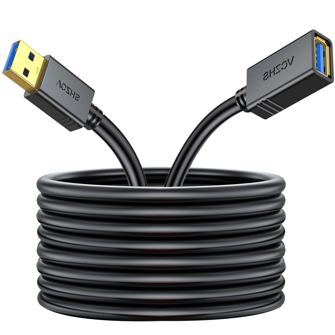 VCZHS Tech 25 ft USB Extension Cable - High Speed USB 3.0 Extender Male to Female Cord, Durable & Flexible for Mouse, Keyboard, Printer, Flash Drive, Webcam, and More