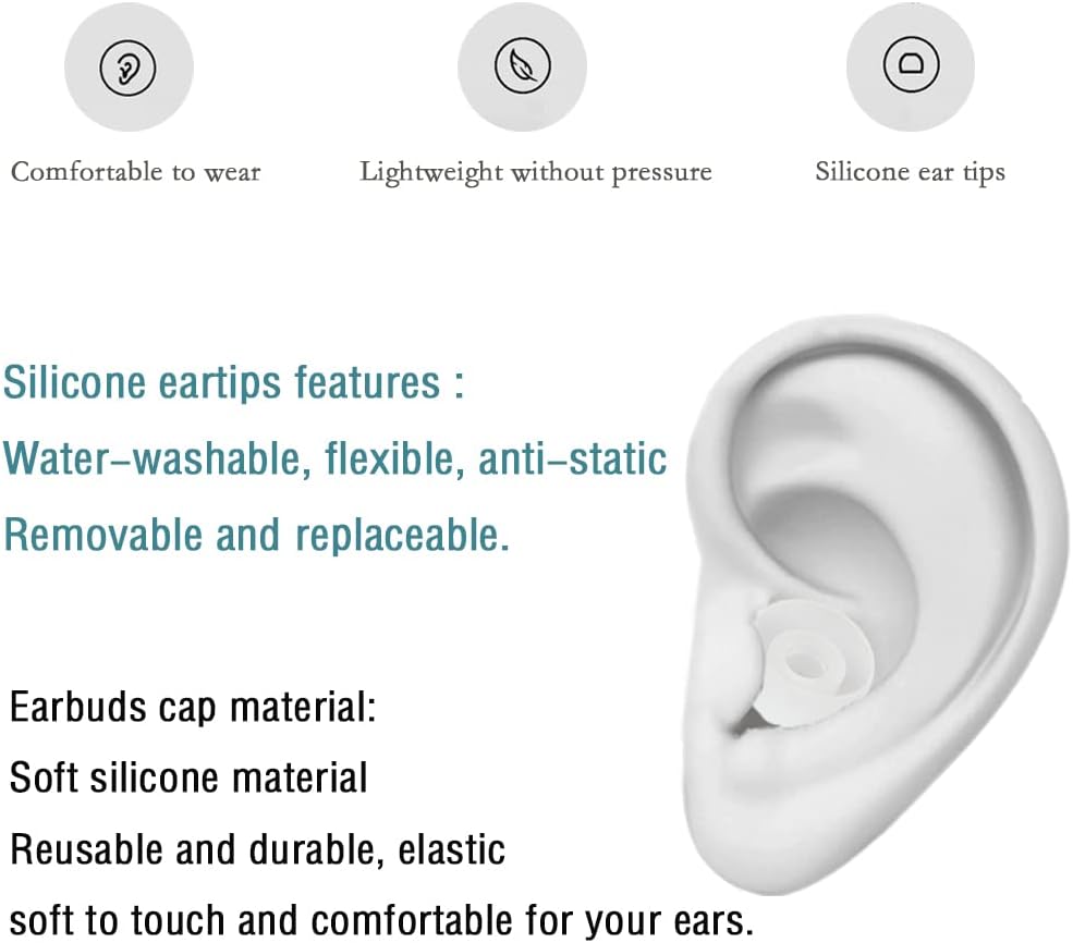 Silicone Earbud Tips Replacement Ear Tips for in- Ear Headphones Earbud Rubber Tips Eartips, 10 Pairs Large