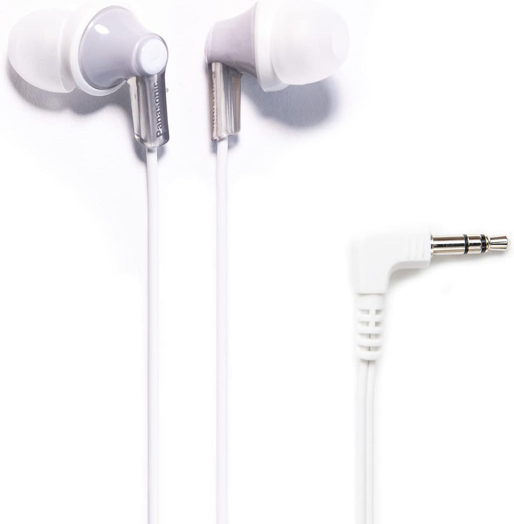 Panasonic ErgoFit Wired Earbuds, 3.5mm Jack In-Ear Headphones Wired with Dynamic Crystal-Clear Sound and Soft Ergonomic Custom-Fit Earpieces (S/M/L), for Phones and Laptops - RP-HJE120-S (Silver)