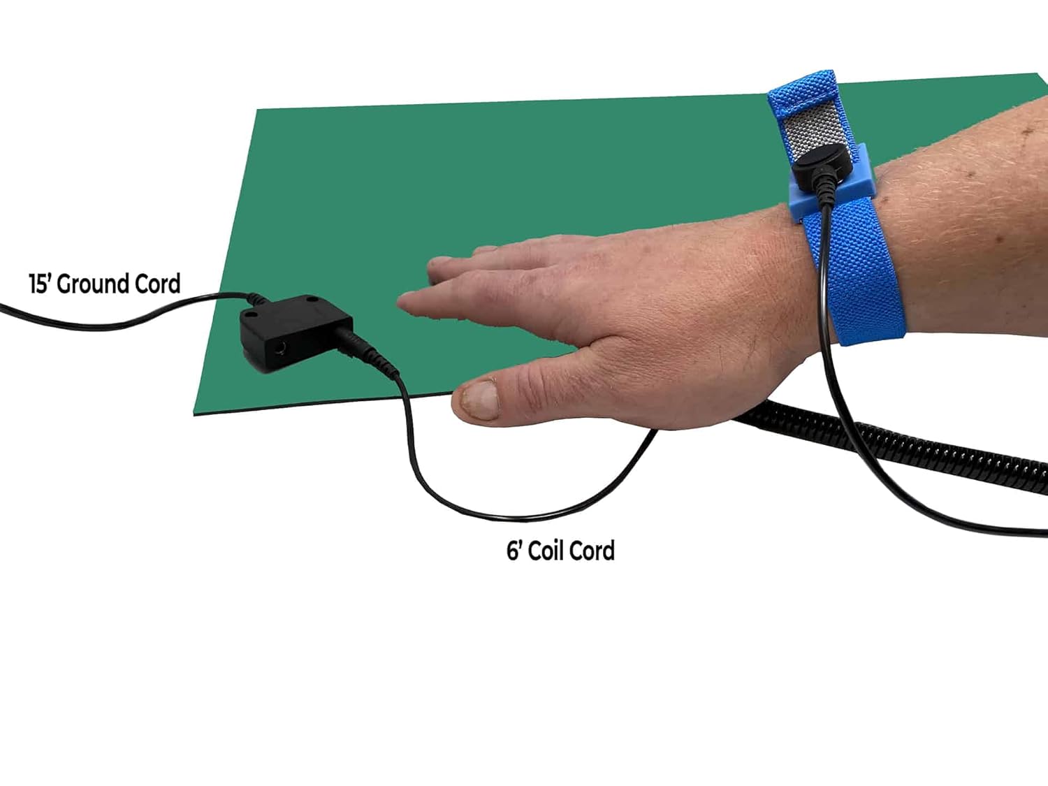 RubberStat Dual Layer ESD Compliant Workstation Rubber Table Mat Kit, Soldering, Cell Phone Repair, with Wrist Strap Set and Ground Cord - 30"x48" Green