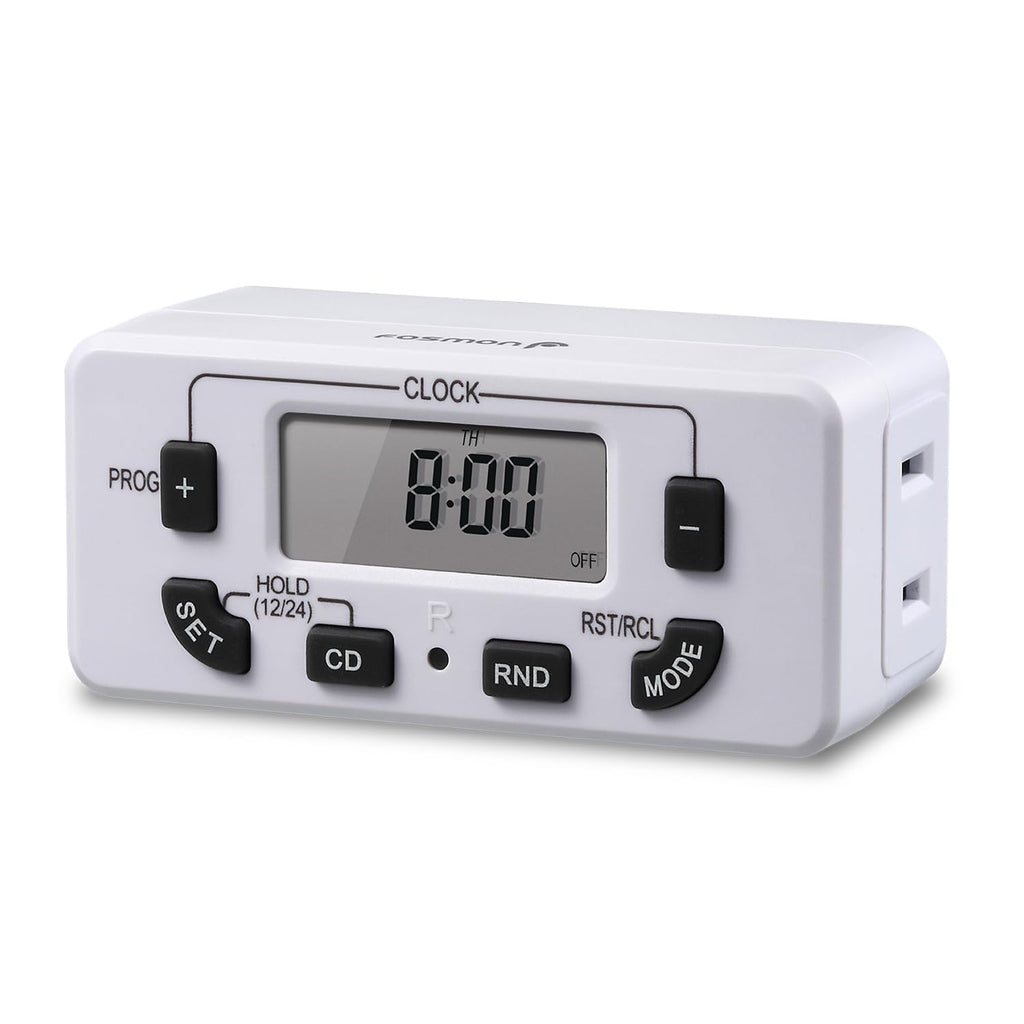 Fosmon 7 Day Digital Timers for Electrical Outlets, Indoor Plug-in Light Timers Switch Programmable, Electric Wall Plug for Lamp, Grow Reptile Lights, Aquarium, 15A/1875W, Grounded