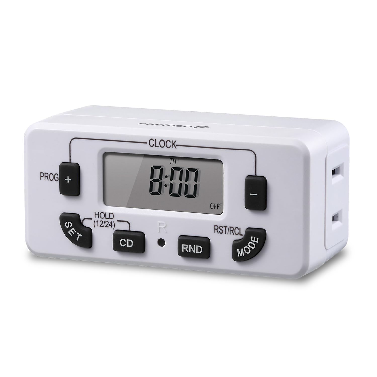 Fosmon 7 Day Digital Timers for Electrical Outlets, Indoor Plug-in Light Timers Switch Programmable, Electric Wall Plug for Lamp, Grow Reptile Lights, Aquarium, 15A/1875W, Grounded