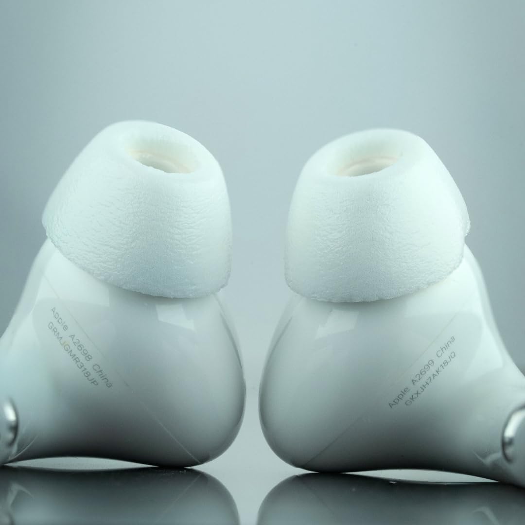 Comply TrueGrip MAX | Premium Memory Foam Replacement Earbud Tips for Apple AirPods Pro 1 & 2 | Long Lasting Comfort, Extreme Durability, Secure Fit, Superior Noise Isolation| White (Large) (3 Pairs)