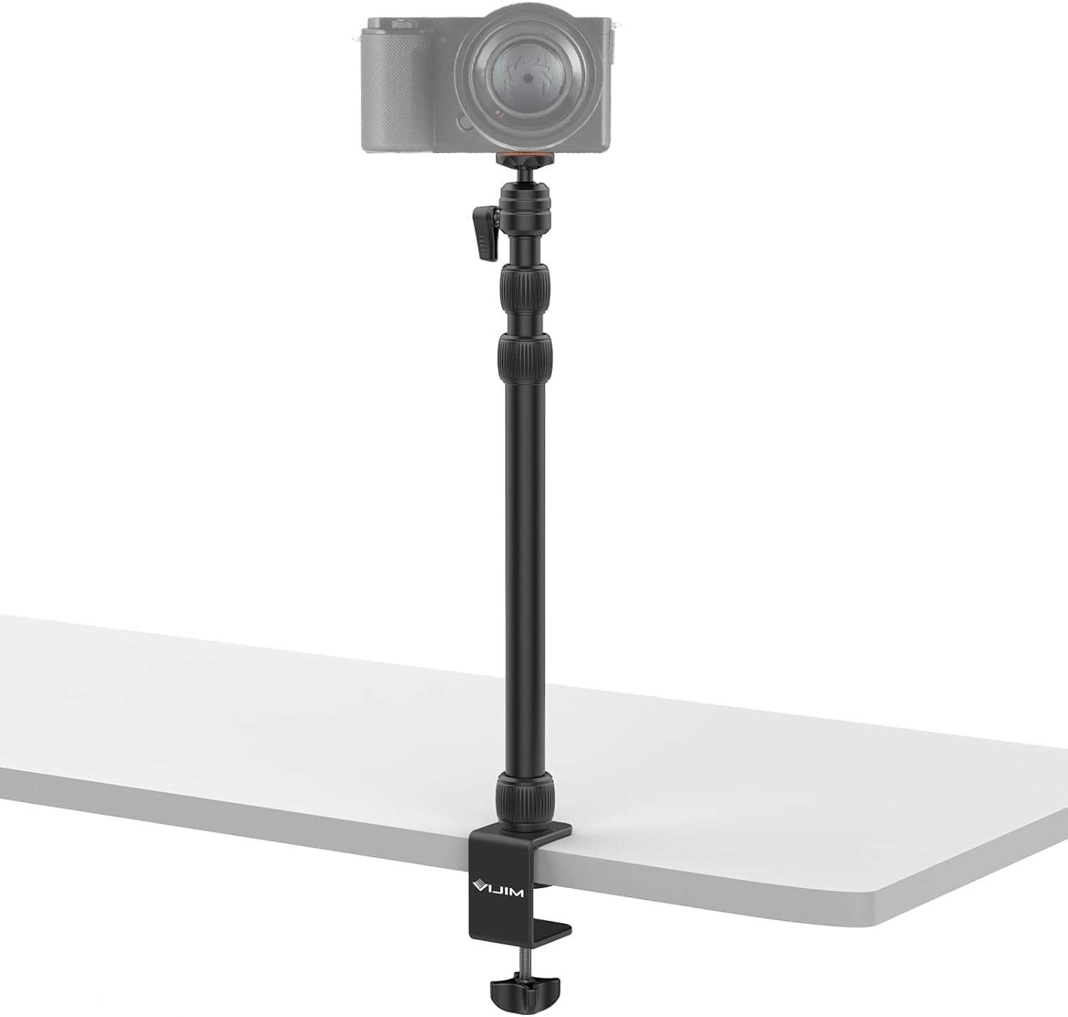 PICTRON LS10 Camera Desk Mount Table Stand with 1/4" Ball Head, 16"-33.8" Adjustable Light Stand, Tabletop C Clamp Arm for DSLR Camera, Ring Light, Live Streaming, Photo Video Shooting