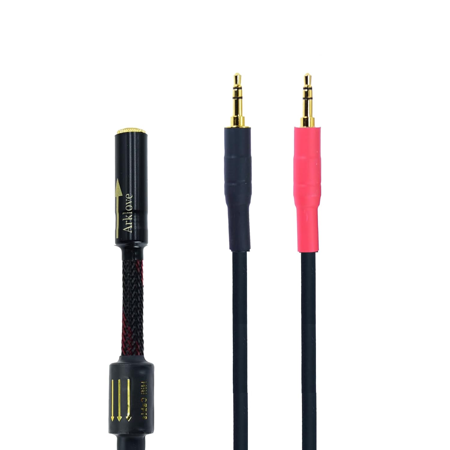Arklove 5ft Shielded 1/8" aux Input 3.5mm Female to 2X 3.5 Output Splitter Stereo Audio Video Cable Out 3.5 Male to Two 3.5 Male in Dual Speaker Cord 24k Gold Plated