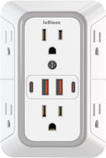 JcBlaon Outlet Extender Surge Protector - 6 Outlet Splitter with 4 USB Ports (2 USB C), Multiple Plug Expander Wall Charger, 3 Sided Multi Plug Wall Adapter Power Strip for Home Office Kitchen Travel