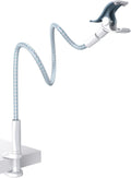 Lamicall Gooseneck Phone Holder Bed - [Nylon Braided] Flexible Arm, Overall Length 38inch, 360 Adjustable Clamp Clip, Overhead Cell Phone Mount Stand for Bed, Blue White
