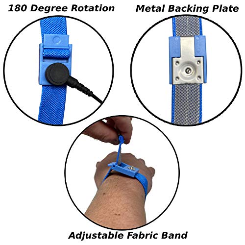 RubberStat Dual Layer ESD Compliant Workstation Rubber Table Mat Kit, Soldering, Cell Phone Repair, with Wrist Strap Set and Ground Cord - 24"x16" Royal Blue
