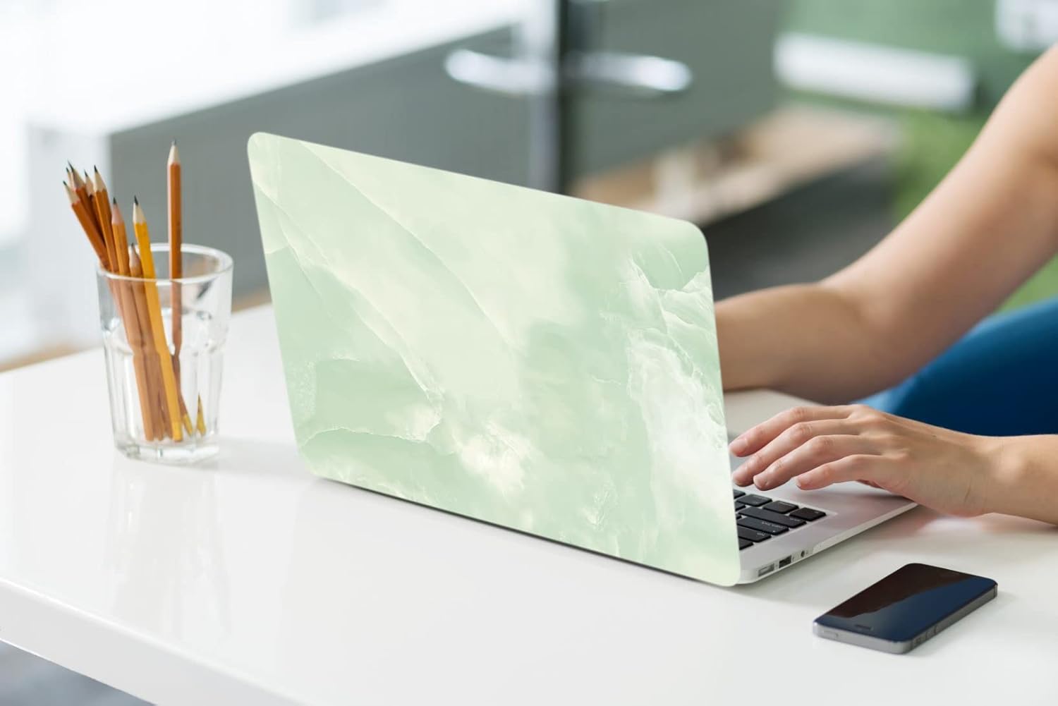 LanBaiLan Compatible for MacBook Pro 13 inch with Touch Bar 2016-2022 Release M1 M2 A2338 A2289 A2251 A2159 A1989 A1706 A1708 Plastic Laptop Protective Case & Keyboard Cover, Matcha Green Marble