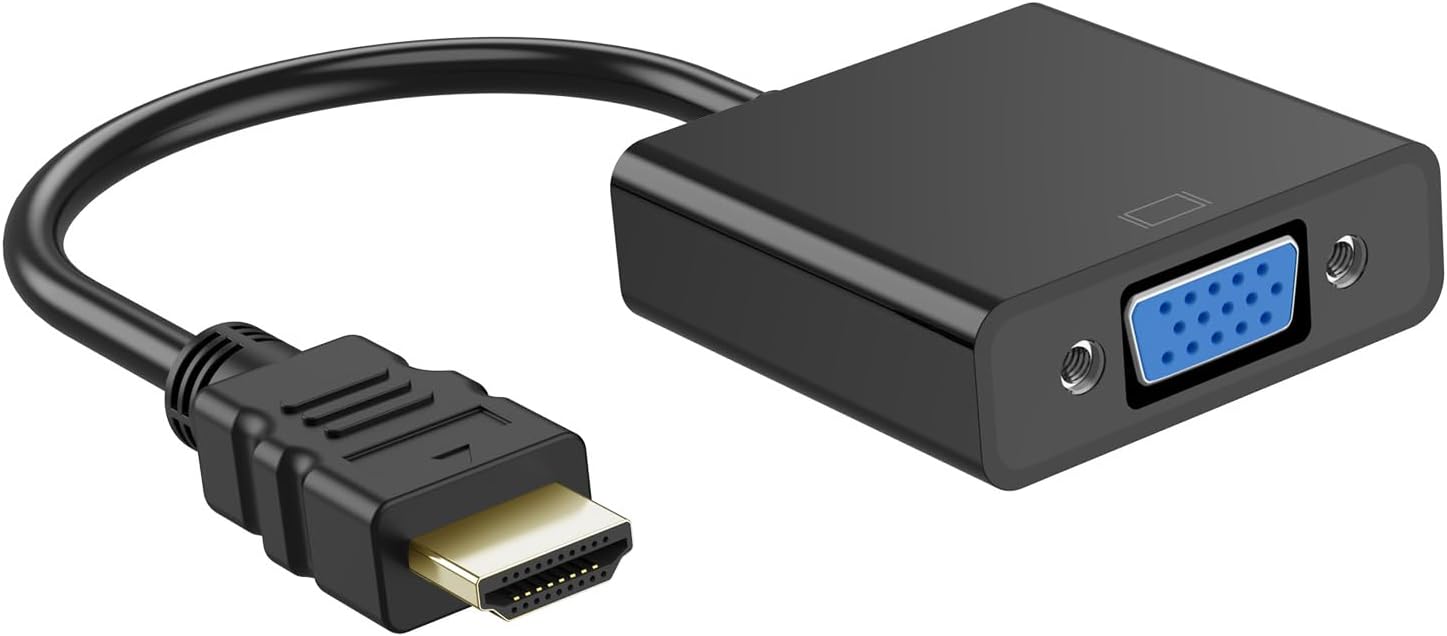 HDMI to VGA Adapter, 1PCS HDMI to VGA Unidirectional Converter (Male to Female), Compatible with Computers, desktops, laptops, PCs, Monitors, projectors, TV