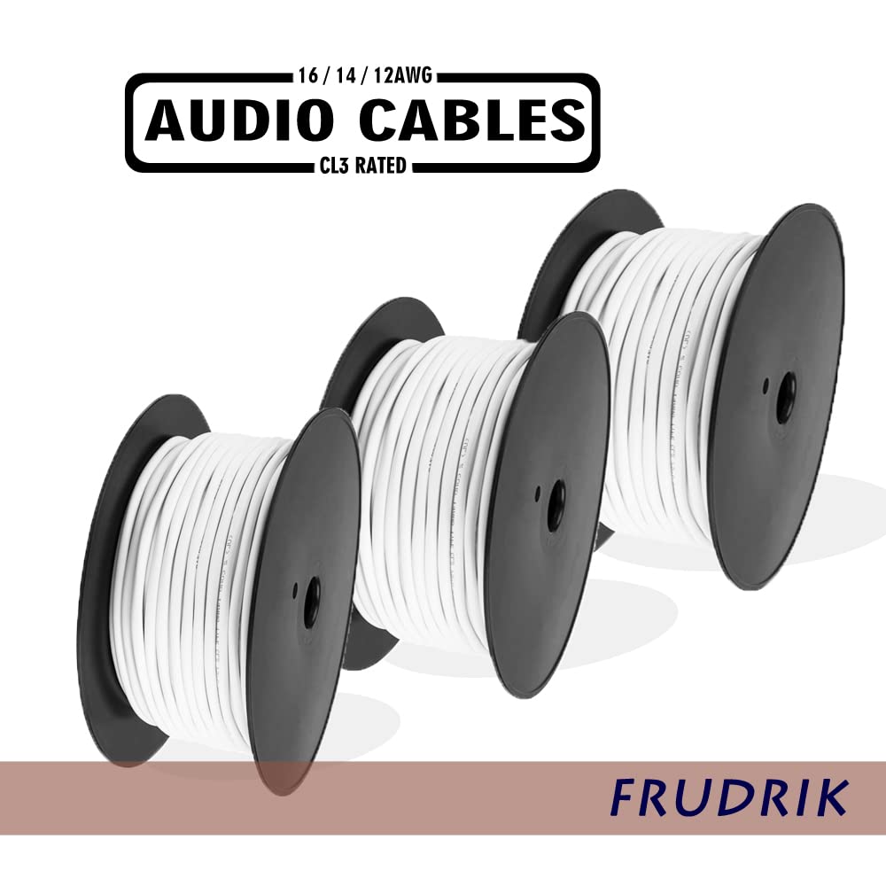 Speaker Wire - 99.9% Oxygen Free Copper – ETL Listed & CL3 Indoor Speaker Cable (14/2 White, 100FT)