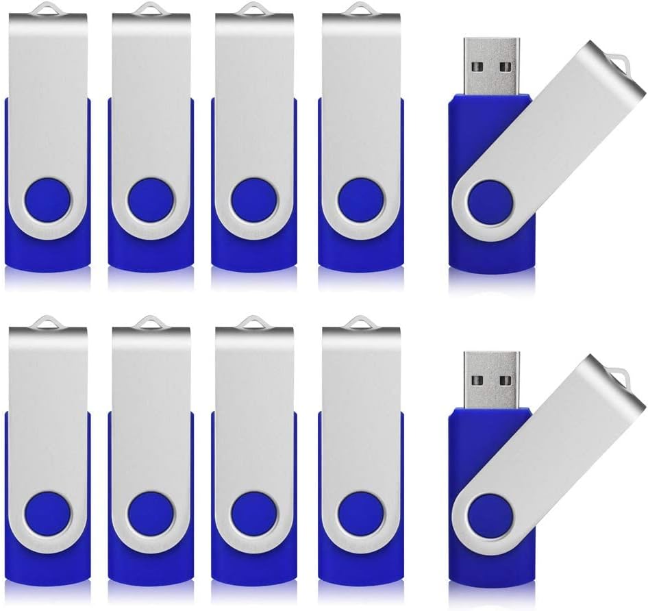 Aiibe 10 Pack 64GB USB 2.0 Flash Drive - Blue (10 Pack, 64GB)