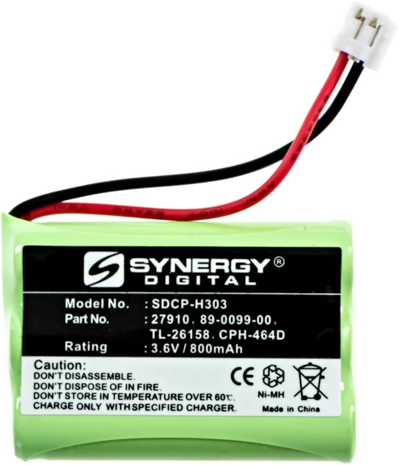 Synergy Digital Cordless Phone Batteries, Compatible with AT&T 27910 Cordless Phone, (Ni-MH, 3.6V, 800 mAh) Ultra High Capacity, Combo-Pack Includes: 3 x SDCP-H303 Batteries