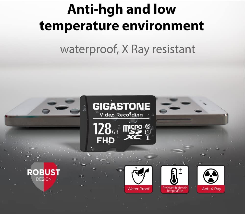 GIGASTONE 128GB Micro SD Card 5-Pack, A1 V30 4K Video Recording, Compatible with Security Camera, Dash Cam, Drone, 100MB/s MicroSDXC Memory Card UHS-I, with Adapter