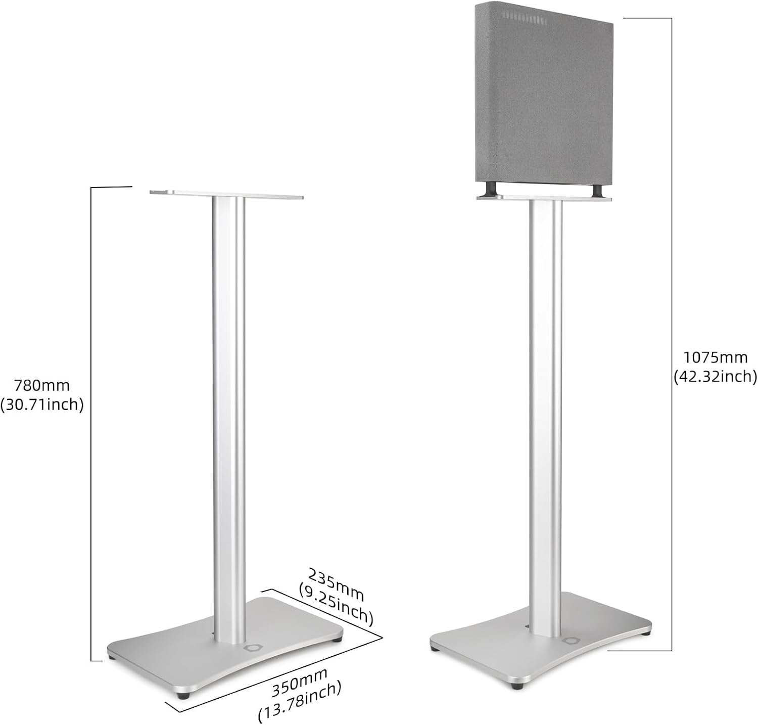 Luxury Floor Stand for Sony HT-A9M2 HT-A9 SA-RRS5 - Aerospace Aluminum Speaker Stand with Adapter Kits, Hi-End Home Theater Accessory, Silver Finish