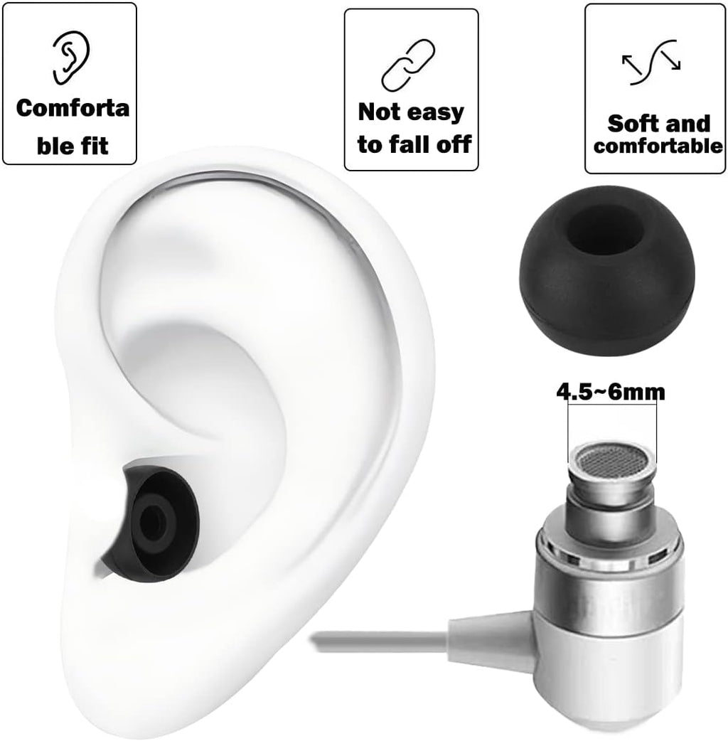 Earbud Tips - 9 Pairs Black Replacement Ear Tips Compatible With Powerbeats 2/3, LG, Samsung Earbuds