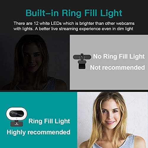 NexiGo StreamCam N930E with Software, 1080P Webcam with Ring Light and Privacy Cover, Auto-Focus, Plug and Play, Web Camera for Online Learning, Zoom Meeting Skype Teams, PC Mac Laptop Desktop