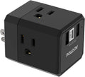 Cruise Ship Essentials, 3-Side Outlet Splitter with 3 USB Ports(1 USB C) USB Wall Charger, Outlet Extender for Home, Office and Cruise, ETL Listed, Black