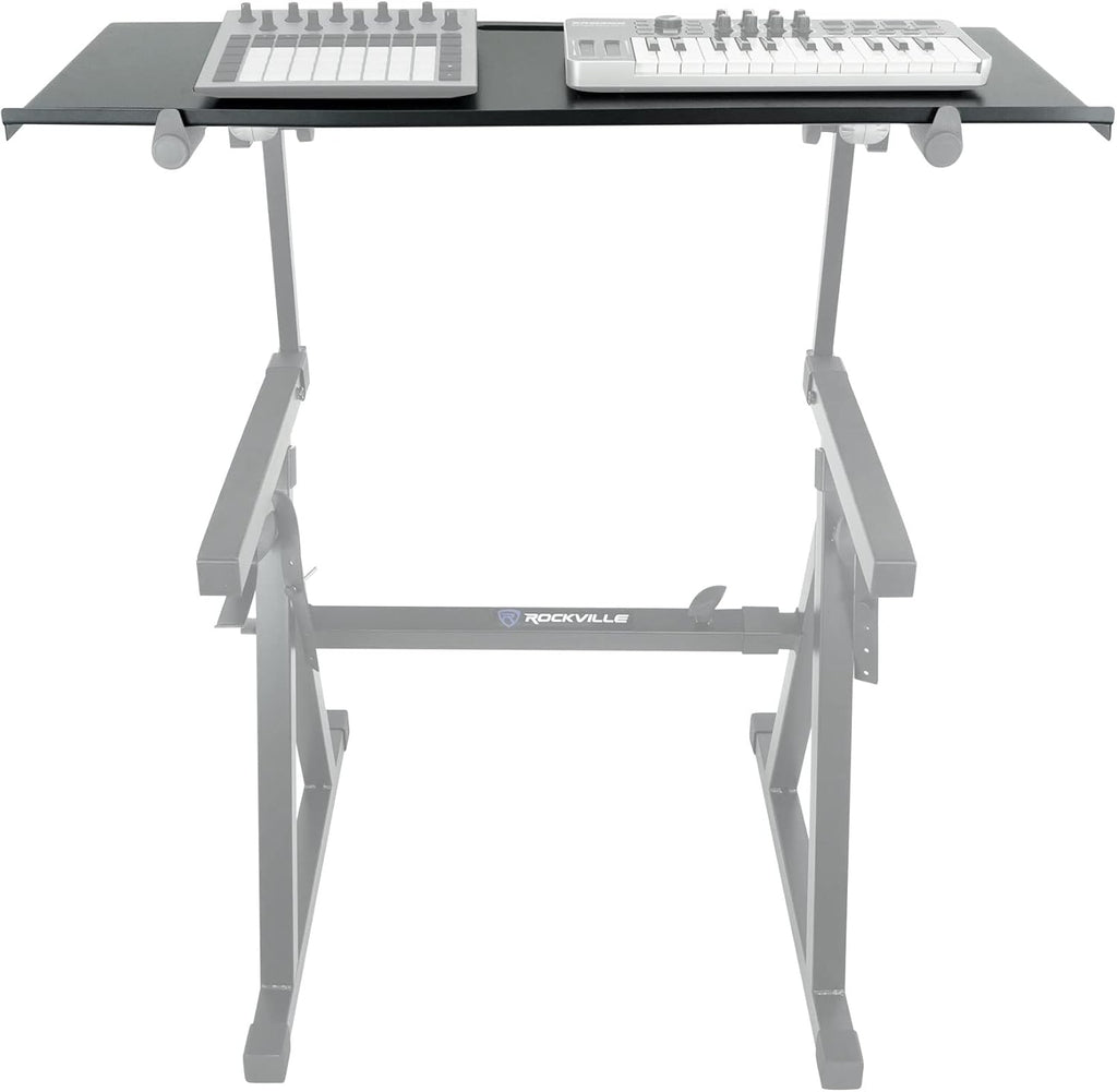 Rockville Z-SHELF Universal Shelf for Z-Stand and X-Stand, 35.4x13.78in Steel Platform, Foam-Padded Edge, Lightweight 7.3 lbs, for Musicians and DJs