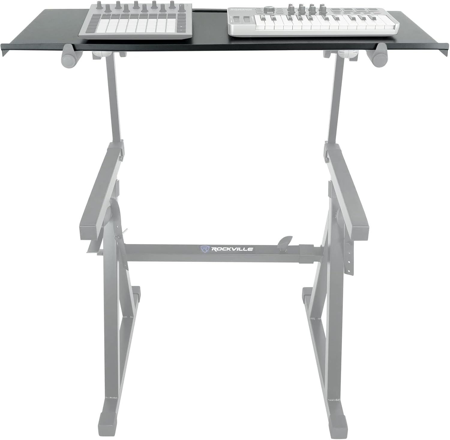 Rockville Z-SHELF Universal Shelf for Z-Stand and X-Stand, 35.4x13.78in Steel Platform, Foam-Padded Edge, Lightweight 7.3 lbs, for Musicians and DJs
