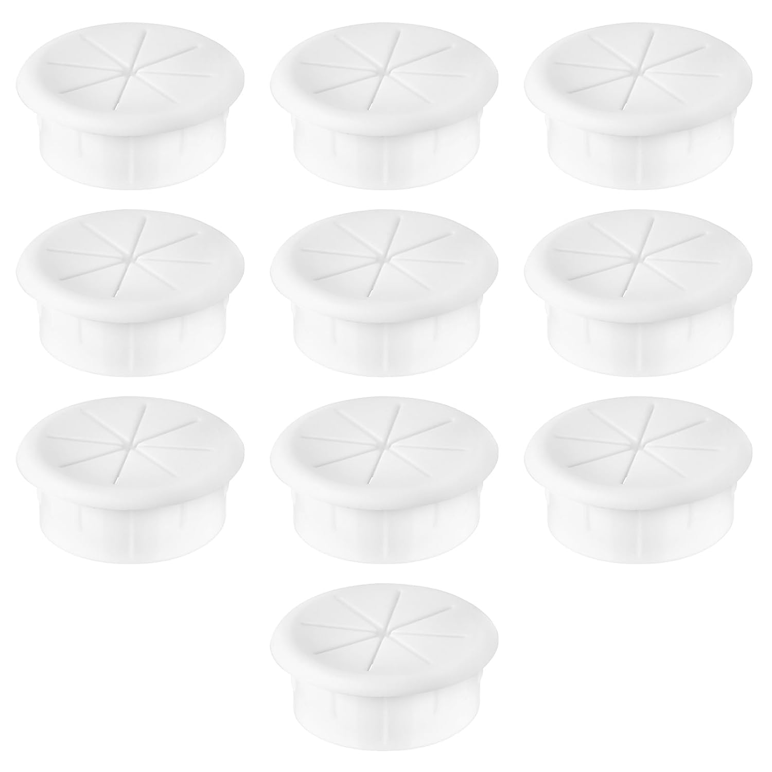 2" White Desk Grommet, JTemgle Flexible Cable Grommet Rubber Cable Hole Cover Wire Organizer Caps Desktop Cord Management for Home Office TV Stands Tabletops, 10 Pieces