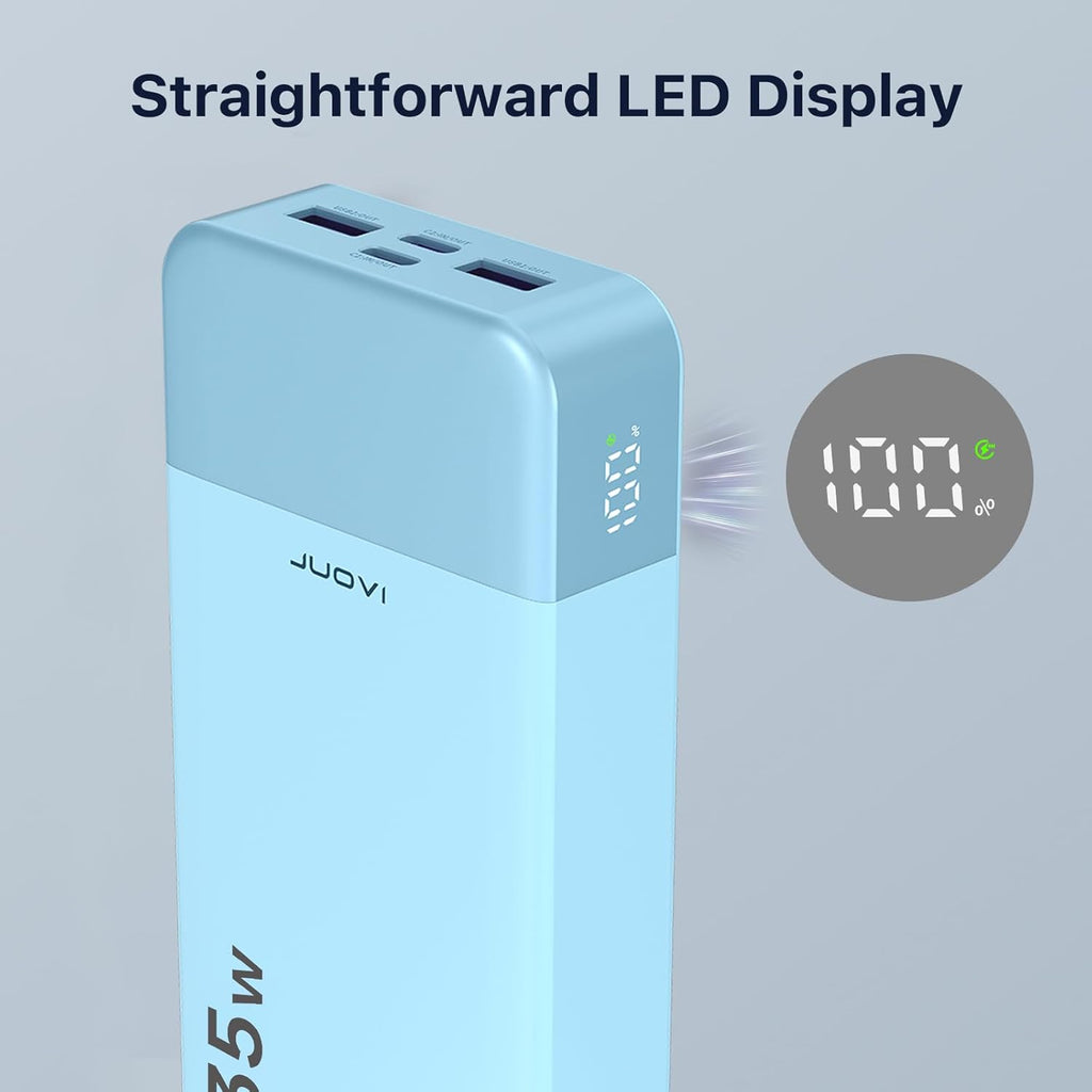J2651 Portable Charger, 35W 20000mAh USB C in & Out Power Bank, Battery Pack with QC4.0+PD3.0 35W High-Speed Charging for Bluetooth Earbud, Mobile Phone, Tablet (Blue)