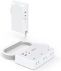 Power Strip Surge Protector with Outlet Cover, 6 AC Outlets Surge Protection, 4 USB Ports, 5ft Extension Cord, Wall Mount Flat Plug for Indoor Home Office Kitchen, White