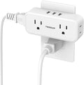 Multi Plug Outlet Splitter with USB, TESSAN 4 Electrical Multiple Outlet Extender with 3 USB Ports, Mini Double Plug Expander Surge Protector for Home, Office, Kitchen, Dorm Essentials, White