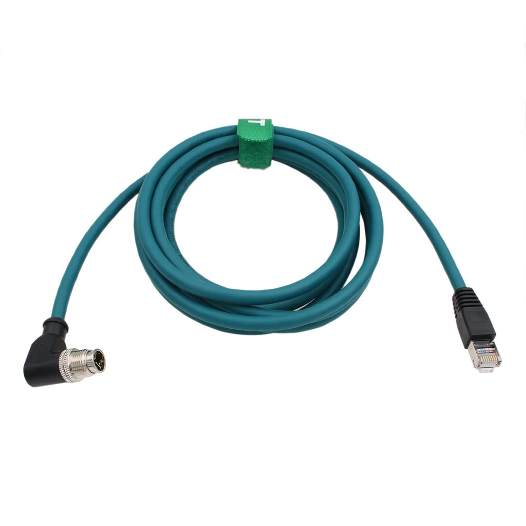 Ethernet Cable for Keyence IV3 SR5000 Cognex DataMan 260 280 380 370 470 580 Barcode Reader Sensor, 8 Pin X-Coded Angled M12 to RJ45 Shielded 3m