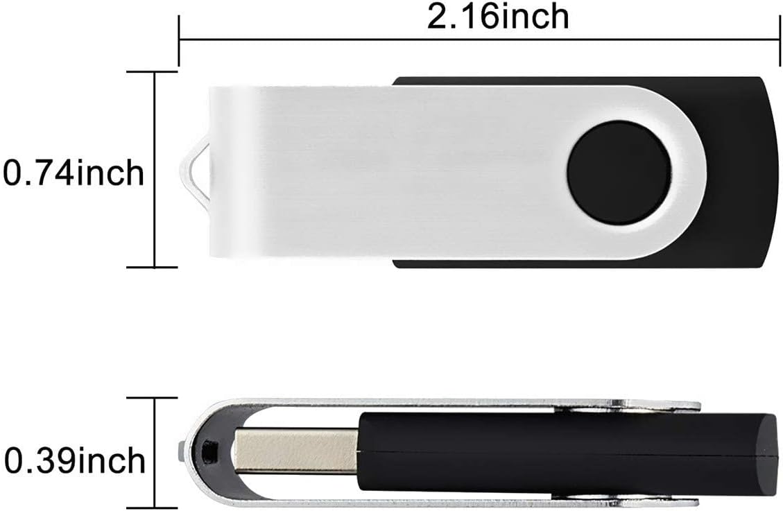 Aiibe 64GB Flash Drive 10 Pack 64GB USB Flash Drives Bulk USB Drive Thumb Drive 64 GB USB 2.0 Memory Sticks Pen Drives Jump Drive (Black)
