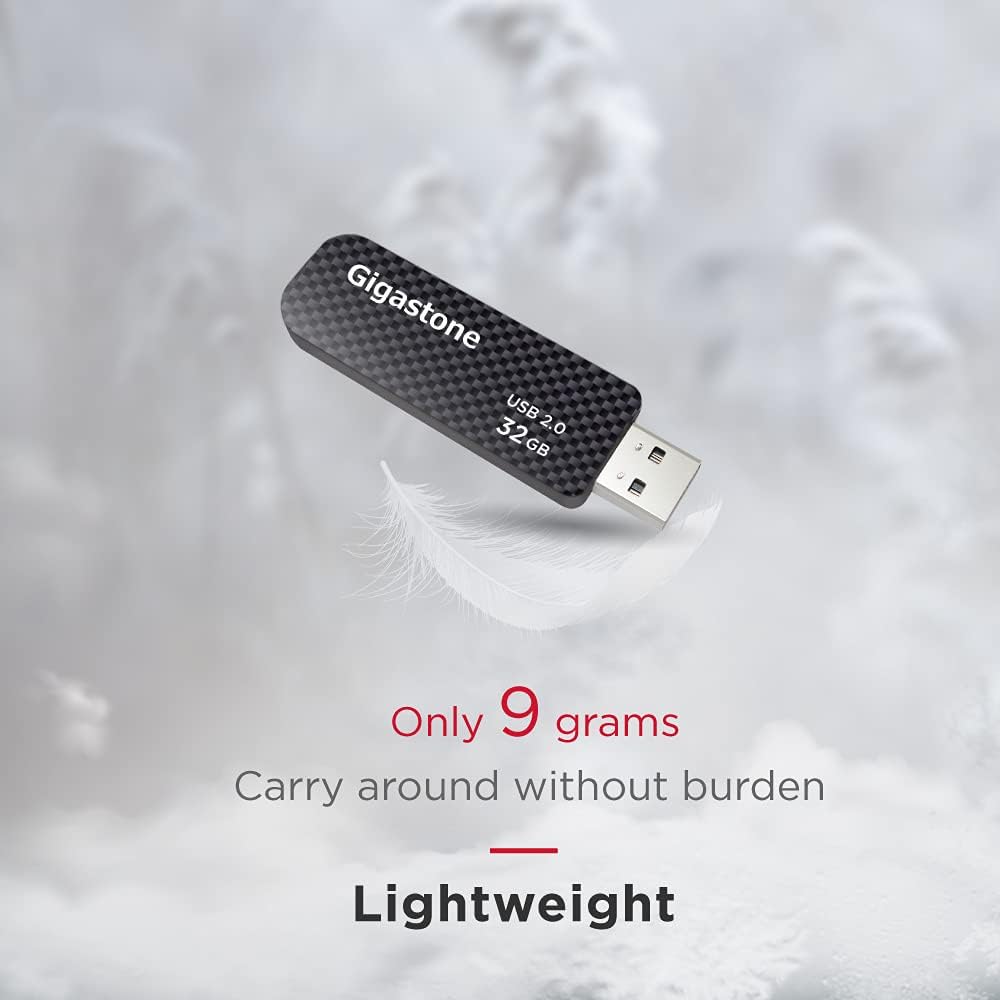 GIGASTONE V30 32GB USB 2.0 Flash Drive 2-Pack, Capless Retractable Design Pen Drive, Carbon Fiber Style, Reliable Performance & Durable